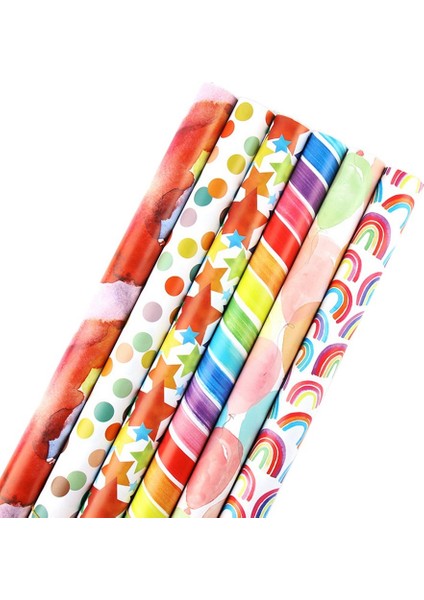 12 Yapraklık Set, Doğum Günü, Sevgililer Günü ve Paskalya Için Gökkuşağı Doğum Günü Hediye Paketleme Kağıdı (Yurt Dışından)