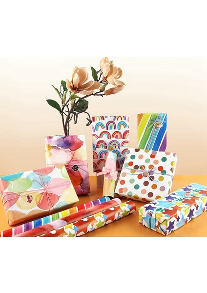 12 Yapraklık Set, Doğum Günü, Sevgililer Günü ve Paskalya Için Gökkuşağı Doğum Günü Hediye Paketleme Kağıdı (Yurt Dışından) modelleri