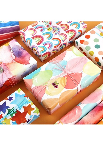 12 Yapraklık Set, Doğum Günü, Sevgililer Günü ve Paskalya Için Gökkuşağı Doğum Günü Hediye Paketleme Kağıdı (Yurt Dışından) fırsatları