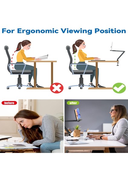 Okuma Için Masa Kelepçeli Kitaplık, Ergonomik Tasarım, Döner Tabanlı Yemek Kitabı Tutucu ile 20 Inçe Kadar Ayarlanabilir Yükseklik (Yurt Dışından) modelleri