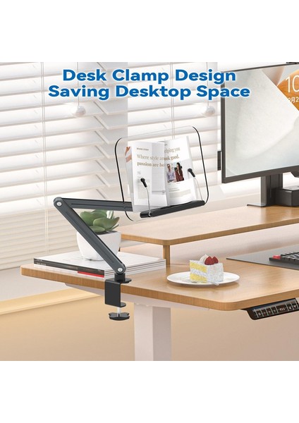 Okuma Için Masa Kelepçeli Kitaplık, Ergonomik Tasarım, Döner Tabanlı Yemek Kitabı Tutucu ile 20 Inçe Kadar Ayarlanabilir Yükseklik (Yurt Dışından) fırsatları