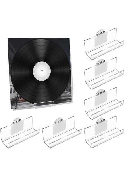 6'lı Paket Vinil Plak Tutucu Duvara Monte Matkap Gerektirmez, Kendinden Yapışkanlı Akrilik Plak Rafı Lp Albüm Kapakları ve Cd'ler Için Sergileme Rafları (Yurt Dışından) fiyatları