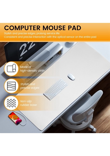 Mouse Pad, Oyun Mouse Pad'i Için Genişletilmiş Kaymaz Kauçuk Taban, Çalışma, Eğitim ve Eğlence Için Uygun - Beyaz Dikiş (Yurt Dışından) indirimleri