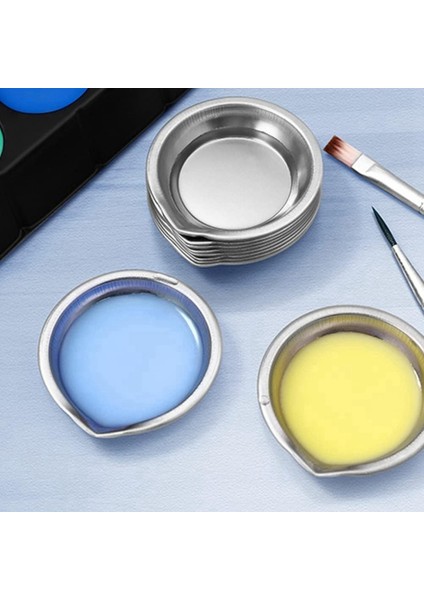 30 Adet Paslanmaz Çelik Boya Renk Paleti, Ağızlı 2'li Boya Tepsileri, Makyaj Paletleri, Mini Metal Boya (Yurt Dışından) indirimleri
