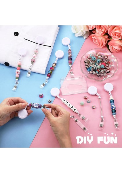 24 Adet Boncuklu Rozet Makarası Geri Çekilebilir Klipsli Tutucu, Boncuk Toplu Boş Çubuk Kimlik Isim Rozeti Makaraları, Kemer Klipsli, Beyaz (Yurt Dışından) fırsatları