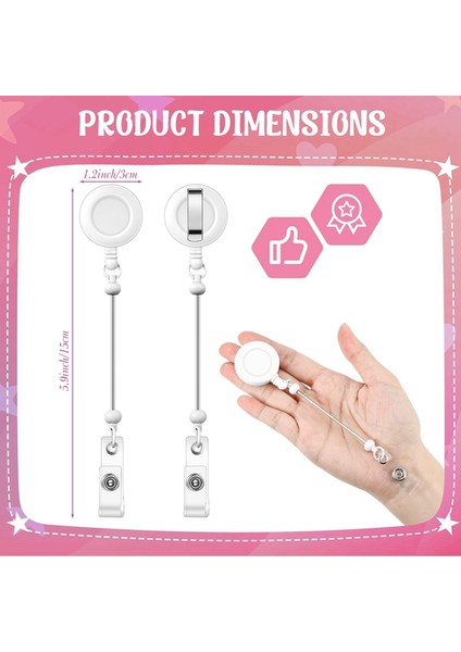 24 Adet Boncuklu Rozet Makarası Geri Çekilebilir Klipsli Tutucu, Boncuk Toplu Boş Çubuk Kimlik Isim Rozeti Makaraları, Kemer Klipsli, Beyaz (Yurt Dışından) indirimleri