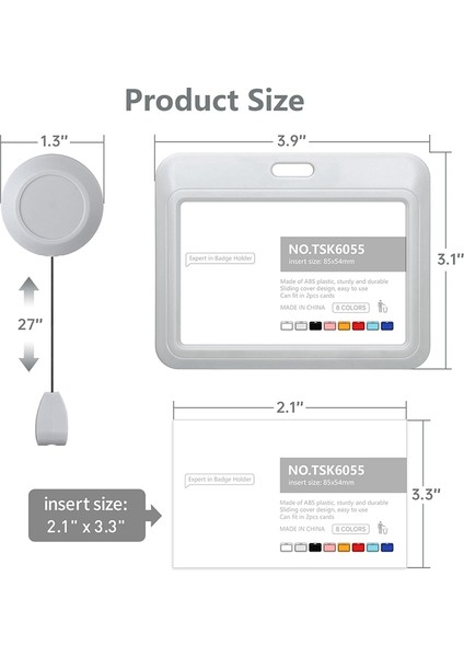 Geri Çekilebilir Rozet Tutucular, Geri Çekilebilir Rozet Makarası Klipsli Plastik Kayar Kimlik Rozeti Tutucu, 3'lü Paket Yatay Gri (Yurt Dışından) fırsatları