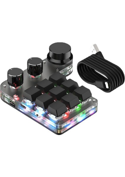 Özel Makro Klavye Sıcak Değiştirme Mini 9 Tuş 3 Düğme Rgb Program 18 Karakter Kablosuz Bt Macropad Mekanik Oyuncu (Yurt Dışından)