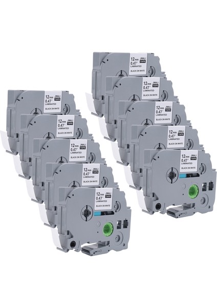 TZE-231 Tze Bant 12 mm 0,47 Lamine Beyaz Etiket Yedekleri Için 10'lu Paket P Touch Etiket Yapıcı Bant Yedeği (Yurt Dışından) fiyatları