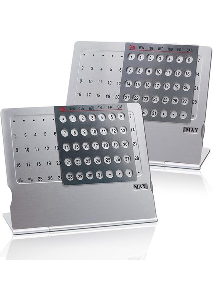 2'li Paket Mini Masa Takvimi, Alüminyum Alaşımlı Takvim, Ayarlanabilir Küçük Ayaklı Aylık Masaüstü Takvimi (Yurt Dışından) fiyatları