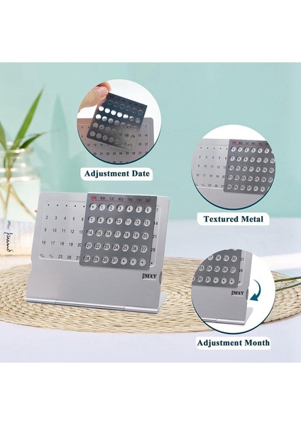 2'li Paket Mini Masa Takvimi, Alüminyum Alaşımlı Takvim, Ayarlanabilir Küçük Ayaklı Aylık Masaüstü Takvimi (Yurt Dışından) indirimleri