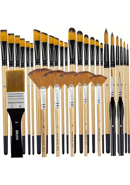 Boya Fırçaları 64 Adet/set 7 Stil Naylon Boya Fırçası Ahşap Saplı Kalın Dökülmeyen Boya Fırçası Seti Çocuklar Için (Yurt Dışından) fiyatları