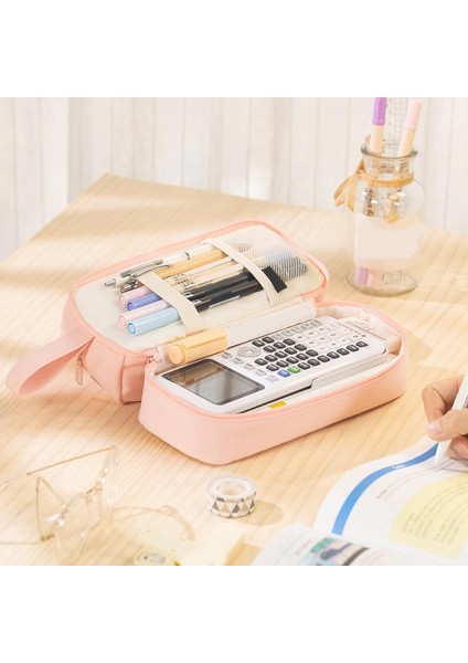 Kızlar, Erkekler, Gençler, Okul Öğrencileri, Yetişkinler Için 2 Bölmeli Büyük Kapasiteli Büyük Kalem Kutusu Kalem Çantası Pembe (Yurt Dışından) indirimleri