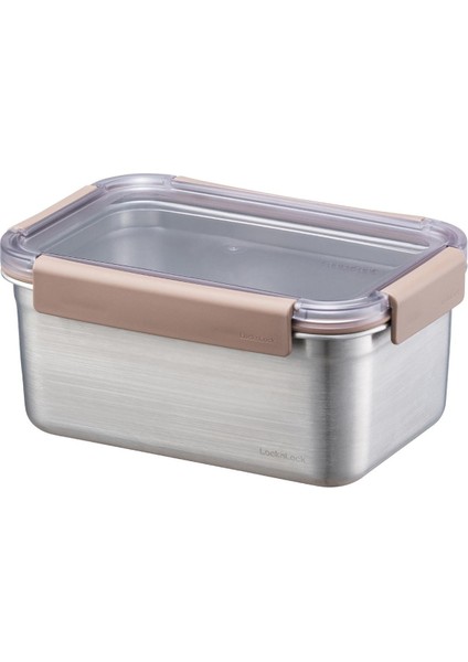Paslanmaz Çelik Fırın & Saklama Kabı Dörtgen Kilitli Kahverengi 1,5 lt