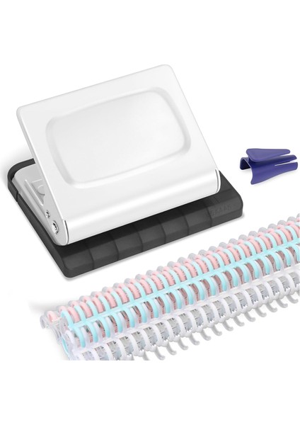 Planlayıcılar Için 10 Delik Delme Ciltleme Makinesi, 10 Çok Renkli Cilt Halkası, A4'te 30 Delik, A5 Beyaz'da 20 Delik (Yurt Dışından)