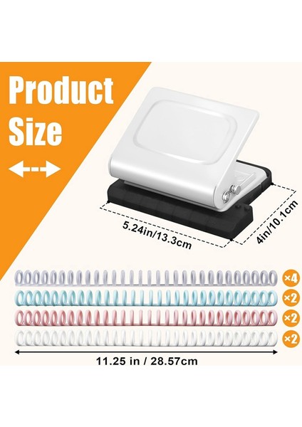 Planlayıcılar Için 10 Delik Delme Ciltleme Makinesi, 10 Çok Renkli Cilt Halkası, A4'te 30 Delik, A5 Beyaz'da 20 Delik (Yurt Dışından) fırsatları