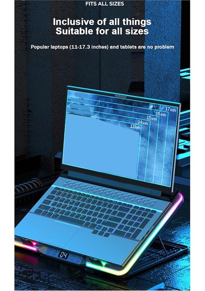F36 Rgb Işıklı Oyun Dizüstü Bilgisayarı Soğutma Pedi, LCD Ekran, 7 Ayarlanabilir Açı, 11-17,3 Inç Dizüstü Bilgisayarlar Için 2 USB Bağlantı Noktası (Yurt Dışından) indirimleri
