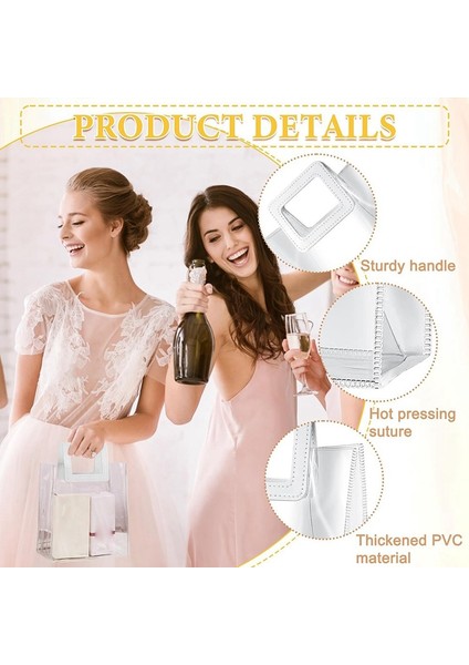10'lu Paket Düğün Şeffaf Hediye Çantası, Ağır Hizmet Saplı Şeffaf Hediye Çantaları, Düğün Için Pvc Hediye Paketleme Çantaları, Şeffaf (Yurt Dışından) fırsatları