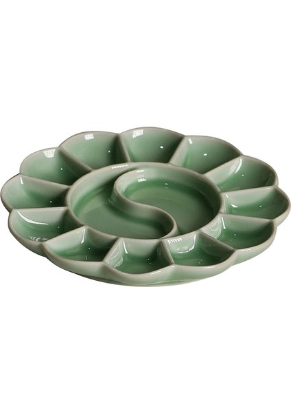 El Yapımı Seladon Paleti - Şekilli Suluboya Boya Tepsisi Ru Kiln Seramik Tabak ve Kalemlik Yeşil (Yurt Dışından) fiyatları