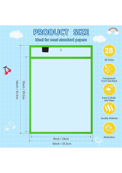 Öğretmen Ofisi Organizasyonu Için 28 Parçalı Iş Notu Tutucu Yeniden Kullanılabilir Not Tutucu Cep Plastik Dosya Çantası Kuru Silinebilir Kılıf (Yurt Dışından) fırsatları