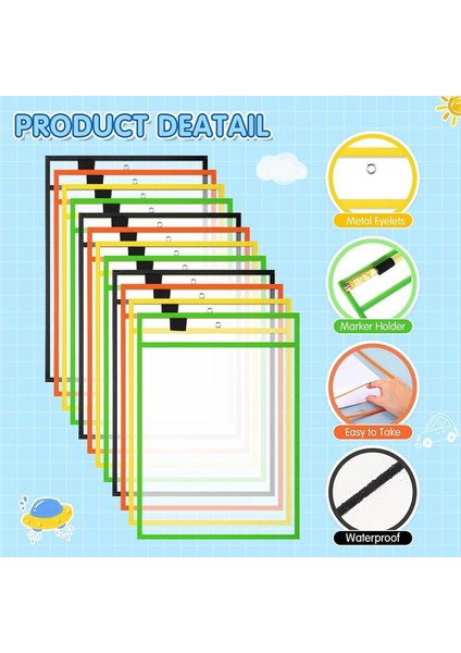 Öğretmen Ofisi Organizasyonu Için 28 Parçalı Iş Notu Tutucu Yeniden Kullanılabilir Not Tutucu Cep Plastik Dosya Çantası Kuru Silinebilir Kılıf (Yurt Dışından) indirimleri