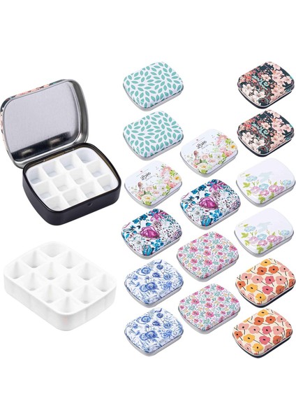 16'lı Paket Mini Boş Suluboya Paleti Teneke Kutu Suluboya Paleti 12 Hazneli Seyahat Için Suluboya (Yurt Dışından)