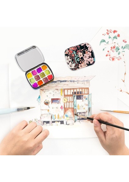 16'lı Paket Mini Boş Suluboya Paleti Teneke Kutu Suluboya Paleti 12 Hazneli Seyahat Için Suluboya (Yurt Dışından) modelleri