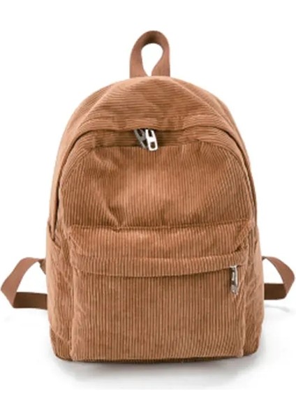 Kadife Sırt Çantası Moda Kadın Okul Saf Renkli Omuz Çantası Genç Kız Çantalar Kadın Mochila Çanta Paketini: Khaki/beden: 34CMX25CMX12CM (Yurt Dışından)