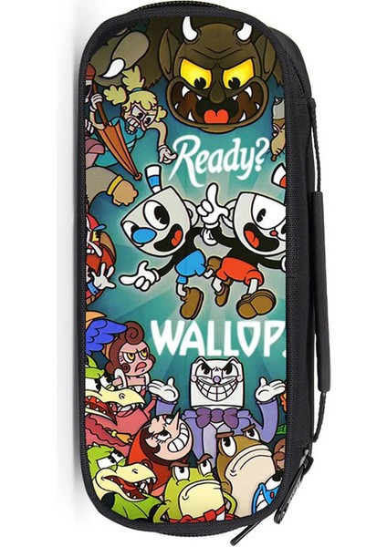 16 Inç Cuphead Oyunu Mugman Çocuklar Sırt Çantası Güzel Okul Çantası Erkek ve Kızlar Ortopedik Sırt Çantası Kalem Çantası Setscolor: 1 Adet Kalem Kutusu (Yurt Dışından)