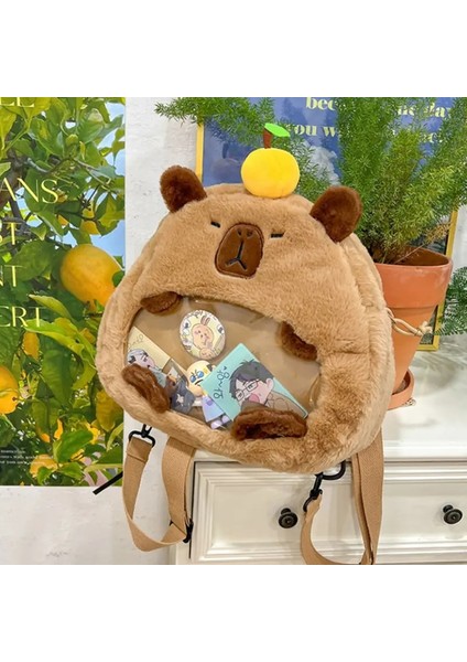 Kawaii Yeni Capya Peluş Peluş Kadınlar Için Çok Çok Yönlü Karikatür Komik Capibala Çantası Büyük Kapasite Tote Çanta Çocuk Hediye Renk: WNNTOY0545 (Yurt Dışından)