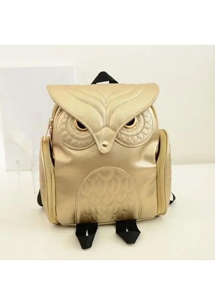 Baykuş Şekli Katmalı Omuz Sırt Çantası Çanta Satchel Seyahat Çantası Moda Bayanlar Pu Sırt Çantası Gündelik Renk: Altın (Yurt Dışından)