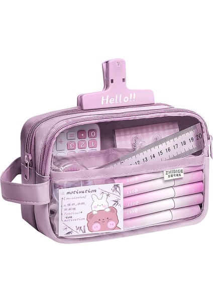 Öğrenciler Için Yeni Beş Katmanlı Büyük Kapasiteli Şeffaf Kalem Kutusu (Yurt Dışından)