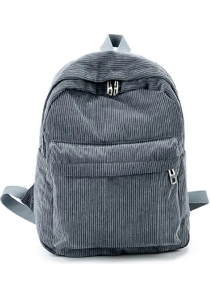 Kadife Sırt Çantası Moda Kadınlar Okul Saf Renkli Omuz Çantası Genç Kız Çantalar Kadın Mochila Çantası Paket Renk: Gri/boyut: 34CMX25CMX12CM (Yurt Dışından)