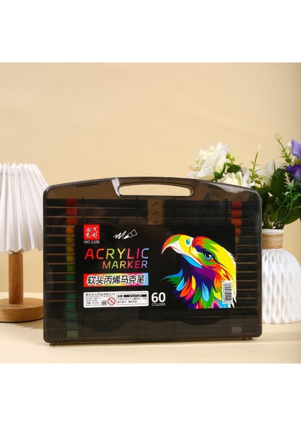 Küçük Siyah Kutu Akrilik Işaretleyici Yumuşak Uçlu Suluboya Kalem Geçirimsiz Kağıt Katlanabilir Renkli Kalem Sanatı Özel (Yurt Dışından)