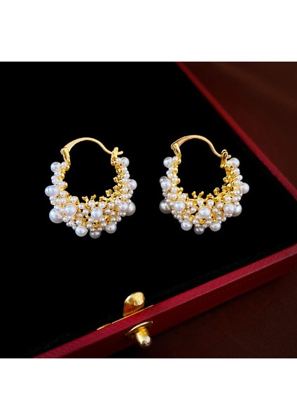 Yeni Fransız Retro Inci Geometrik Küpe Atılı Moda Mizaç Küpe Niş Işık Lüks Broş Takı (Yurt Dışından)