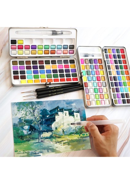 50 Renk Konsantre Katı Suluboya Boya Seti Taşınabilir Eskiz Boyama Suluboya (Yurt Dışından) fiyatları