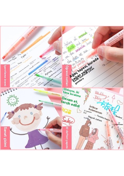 6 Öğrenci Not Alır, Renkli Çift Uçlu Parlak Kalemler, Temel Bilgiler, Kaba Çizimler ve Anahtar Kalemler Alır (Yurt Dışından) modelleri