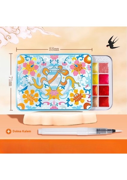 Sedefli Boya 24 Renkli Suluboya Seti Çin Fasulyesi Katı Altın Tozu Öğrenci Sanatı Için (Yurt Dışından)