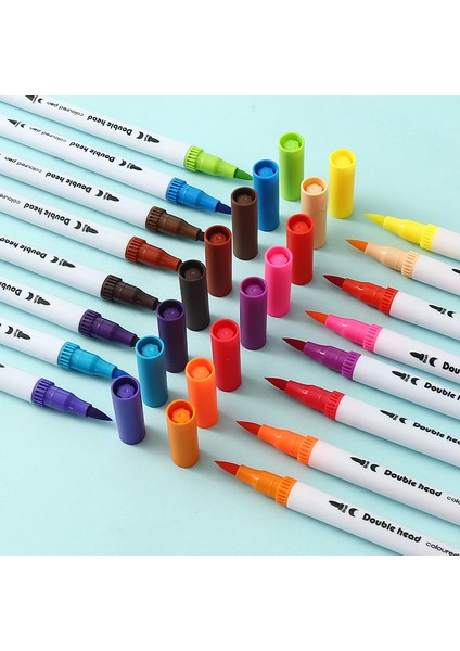 24 Renkli Çift Uçlu Suluboya Kalem Seti Yıkanabilir Çevre Dostu Sanat Boyama Su Bazlı Çizgi Kalem (Yurt Dışından) fiyatları