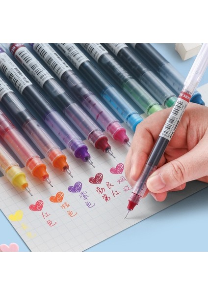 12. Renkli Doğrudan Sıvı Tipi Büyük Kapasiteli Çabuk Kuruyan Jel Kalem Fırça Yazma Kalemi 0.5mm Iğne Kalem (Yurt Dışından) fiyatları