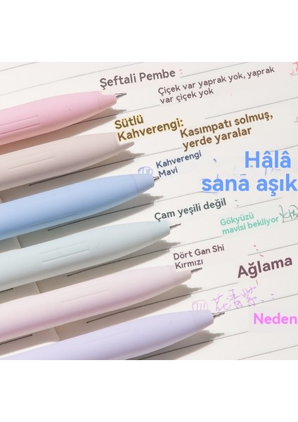 6 Renk Yüksek Değerli Öğrenci, Not Almak Için Dinamik Morandi Renkli Kalem Seti Defter Işaretlerine Basmak Için Renkli Jel Kalemler Kullanır (Yurt Dışından) fırsatları
