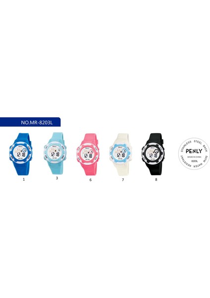 Dijital Çocuk Kol Saati 8212 Model Pembe +4 Renk Kronometre-Alarmlı 5ATM Su Geçirmez modelleri
