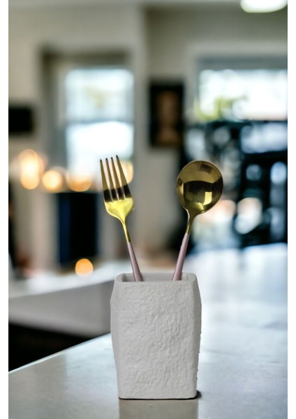 Tezgah Kaşıklık Modern Tezgah Üstü Kaşıklık Dekoratif Dik Kaşıklık Altın Eskitme Renk