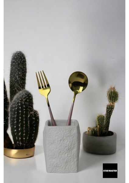 Tezgah Kaşıklık Modern Tezgah Üstü Kaşıklık Dekoratif Dik Kaşıklık Altın Eskitme Renk