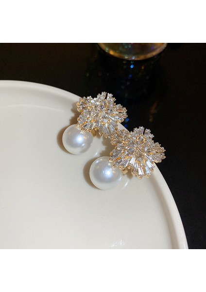 Yeni Bilezik Broş Küpe Gümüş Iğne Yağ Damlası Çiçekler Geometrik Küpe Fransız Retro Moda Mizaç Takı Broş Bilezik (Yurt Dışından)