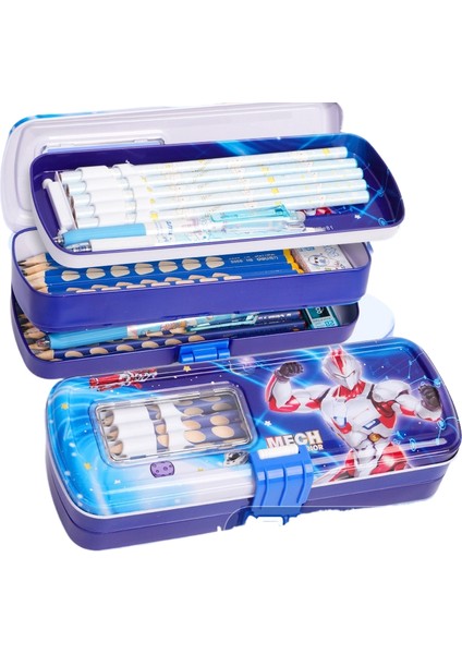 Kırtasiye Kutusu Çocuk Üç Katmanlı Kalem Kutusu Büyük Kapasiteli Ilkokul Öğrenci Kalem Kutusu (Yurt Dışından)