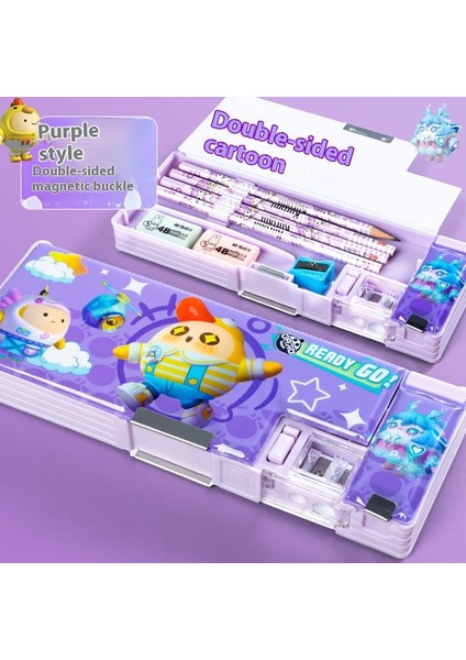 Kalemtıraşlı Karikatür Sert Kabuklu Çocuk Büyük Kapasiteli Kırtasiye Kutusu (Yurt Dışından)