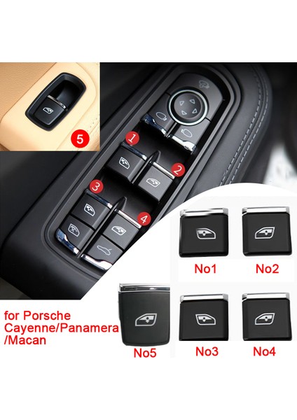 Araba Pencere Kaldırıcı Düğmesi Kapağı Yedek Windows Anahtarı Düğmesi Porsche Cayenne/panamera 2010-2016 Macan 2014-2018 (Yurt Dışından)