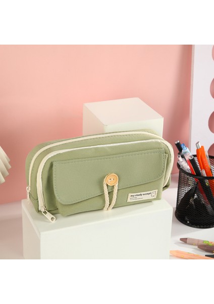 Düğme Katmanlı Kalem Çantası Büyük Kapasiteli Ilkokul Kalem Çantası Kırtasiye Çantası (Yurt Dışından)