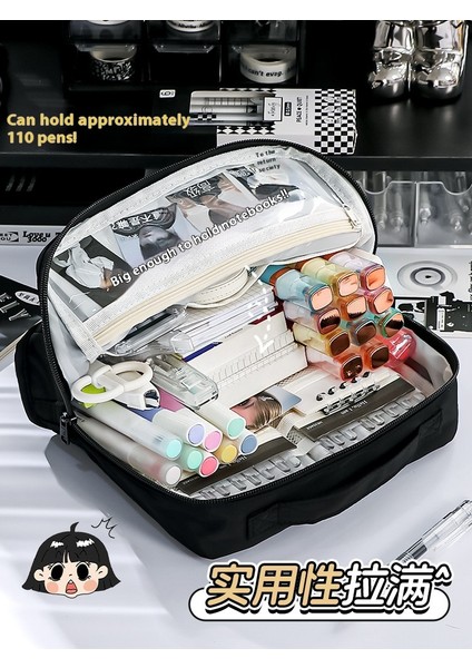 Ekstra Büyük Kapasiteli Kalem Kutusu Kırtasiye Kutusu Çok Fonksiyonlu Saklama Çantası (Yurt Dışından) modelleri